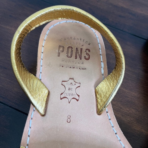 Pons Avarcas Classic Style Metallic Gold Slingback Sandals Women's size 8 - Picture 5 of 12